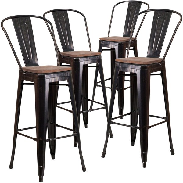 Black-Antique Metal Stool, 30