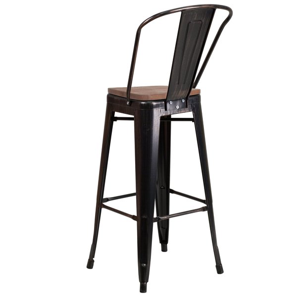 Black-Antique Metal Stool, 30
