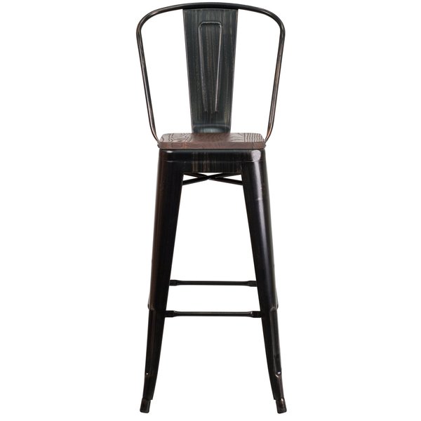 Black-Antique Metal Stool, 30