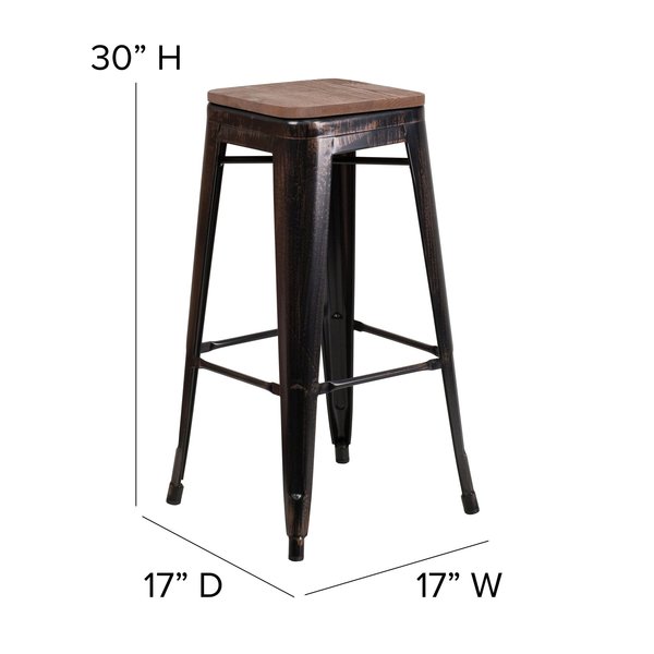 Black-Antique Metal Stool, 30