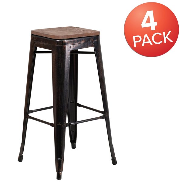 Black-Antique Metal Stool, 30