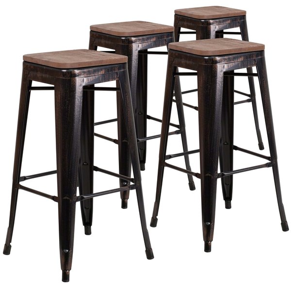 Black-Antique Metal Stool, 30