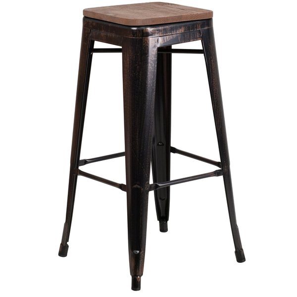 Black-Antique Metal Stool, 30