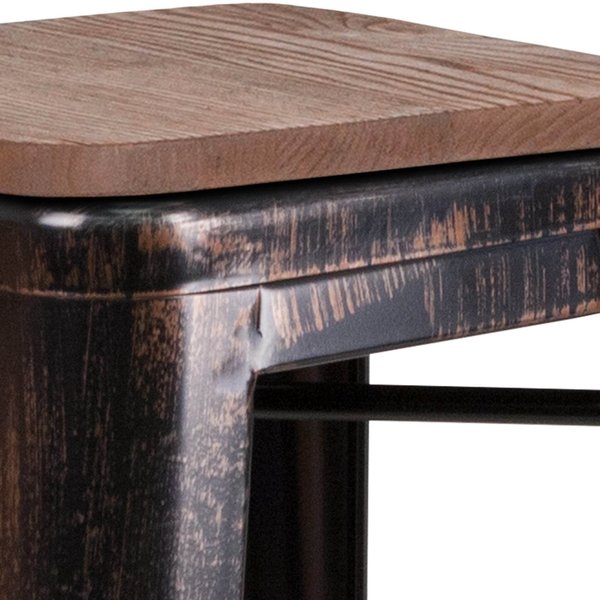 Black-Antique Metal Stool, 30