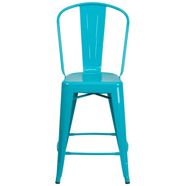 Teal Metal Outdoor Stool, 24