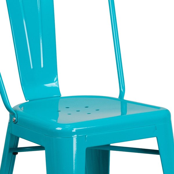 Teal Metal Outdoor Stool, 24