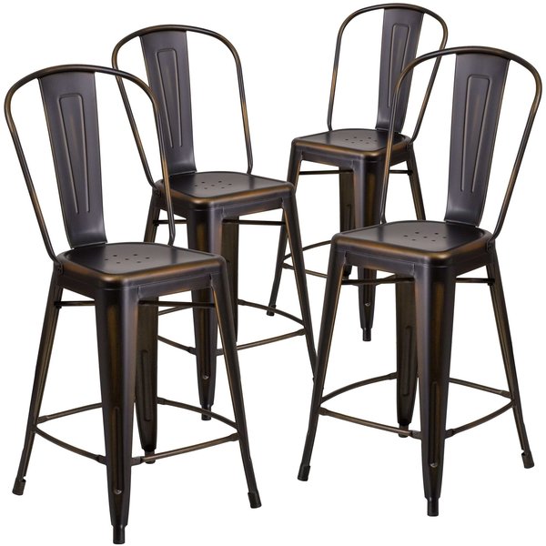 Distressed Copper Metal Stool