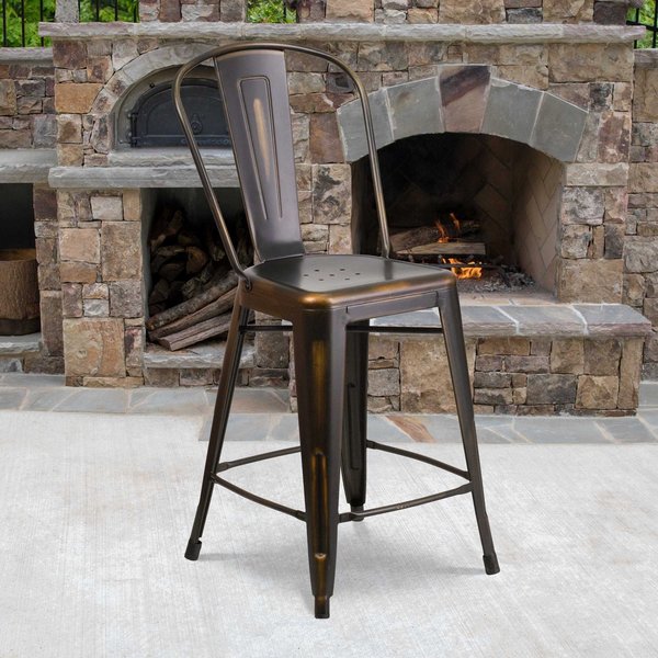 Distressed Copper Metal Stool