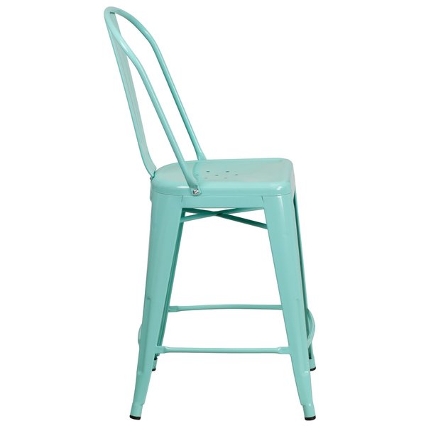 Mint Metal Outdoor Stool, 24