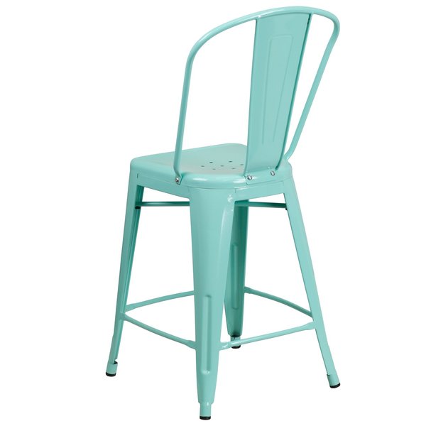 Mint Metal Outdoor Stool, 24