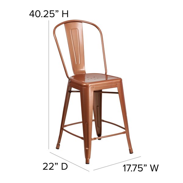 Copper Metal Outdoor Stool, 24