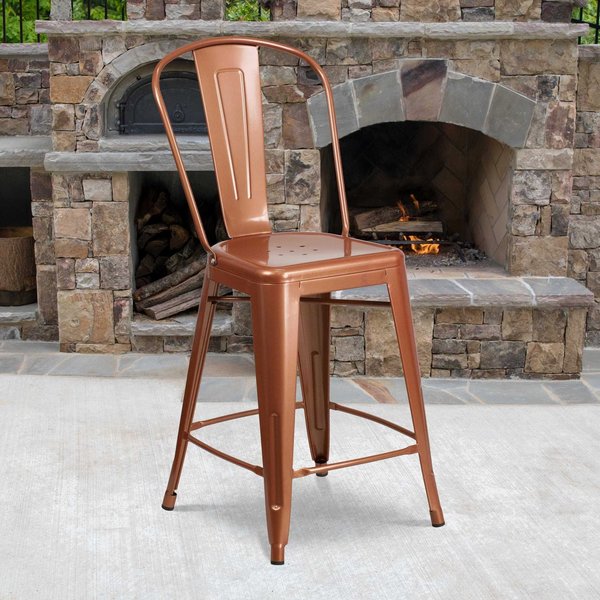 Copper Metal Outdoor Stool, 24