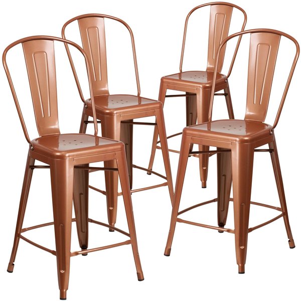 Copper Metal Outdoor Stool, 24