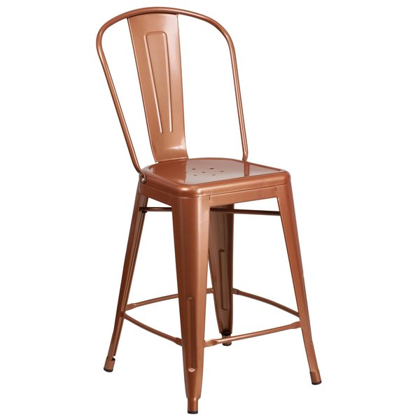 Copper Metal Outdoor Stool, 24