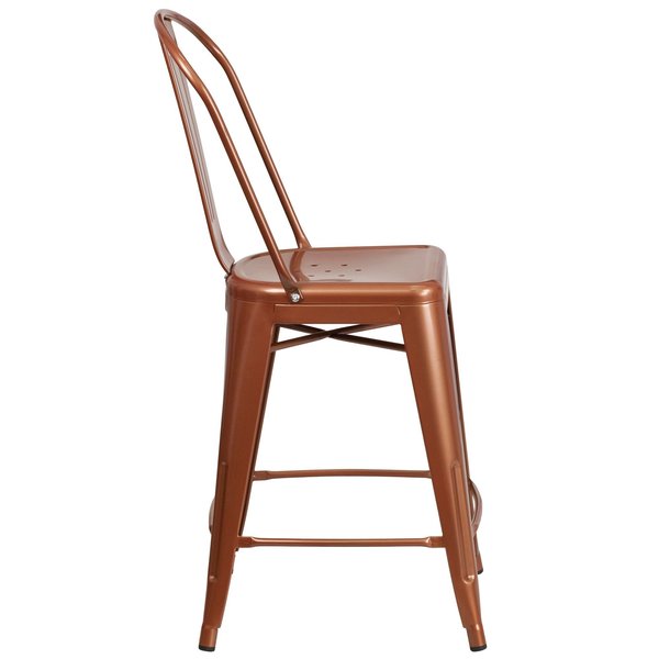 Copper Metal Outdoor Stool, 24