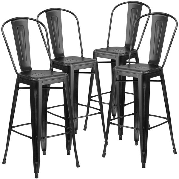 Distressed Black Metal Stool