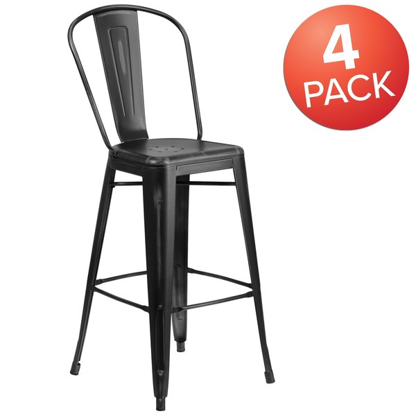 Distressed Black Metal Stool