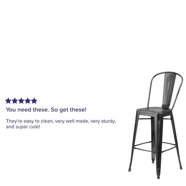 Distressed Black Metal Stool