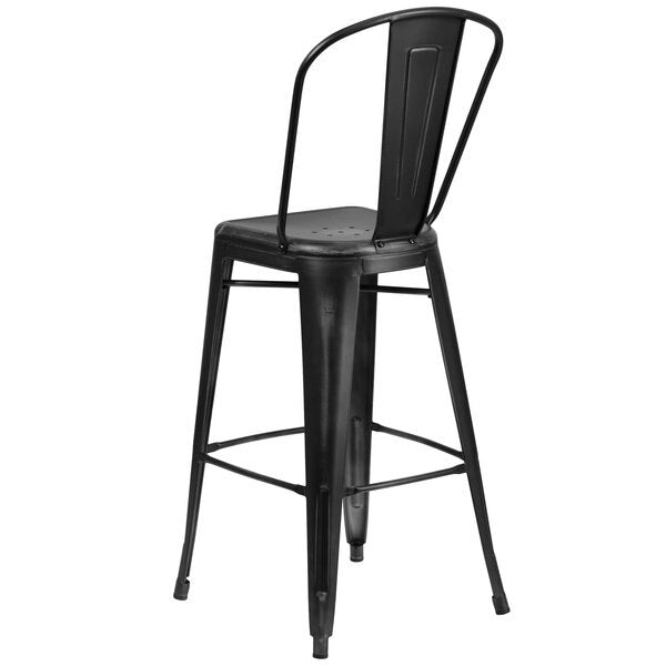 Distressed Black Metal Stool