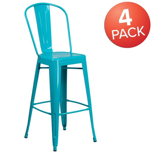 Teal Metal Outdoor Stool, 30
