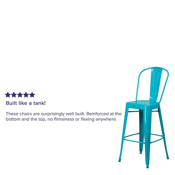 Teal Metal Outdoor Stool, 30