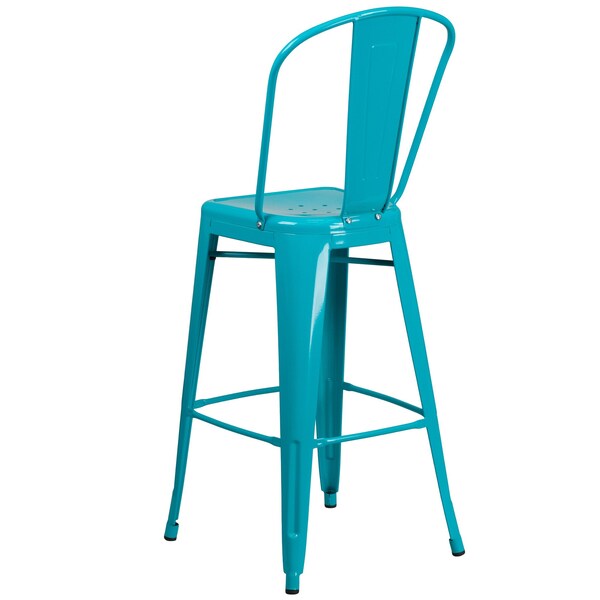 Teal Metal Outdoor Stool, 30