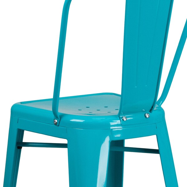 Teal Metal Outdoor Stool, 30