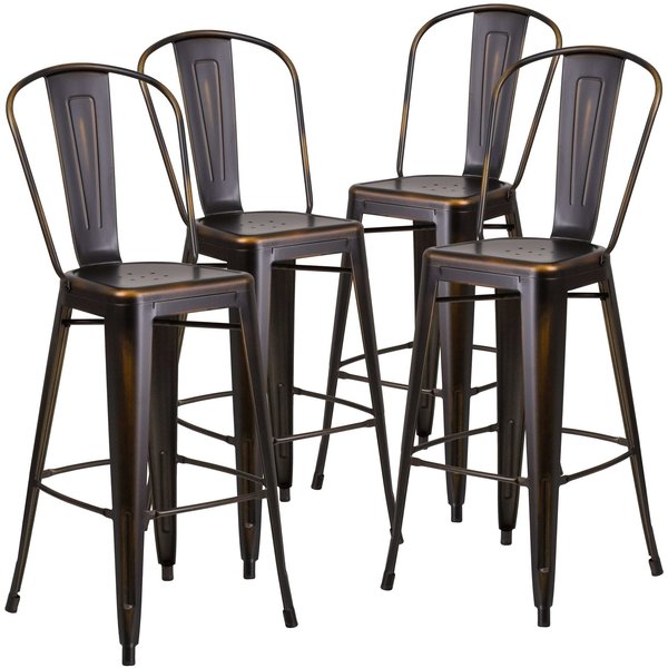 Distressed Copper Metal Stool