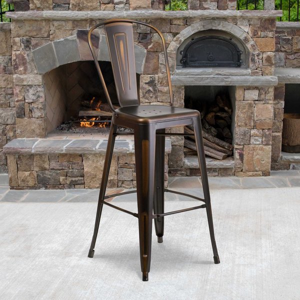 Distressed Copper Metal Stool