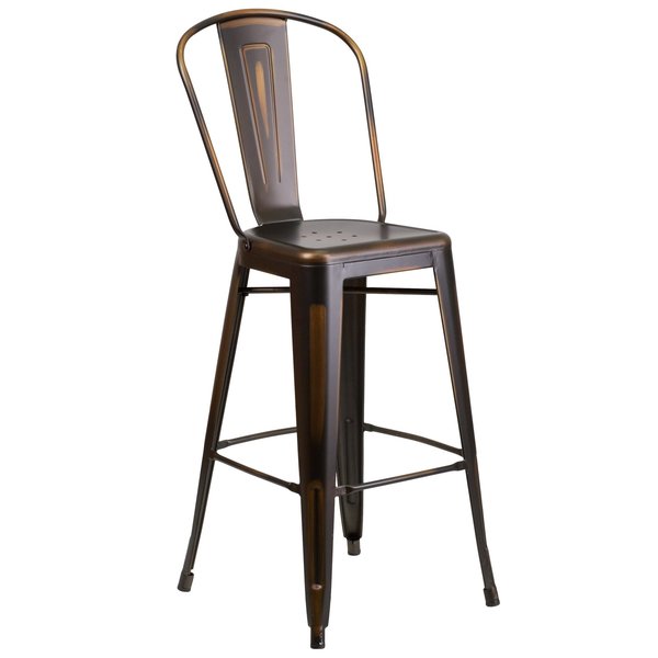 Distressed Copper Metal Stool
