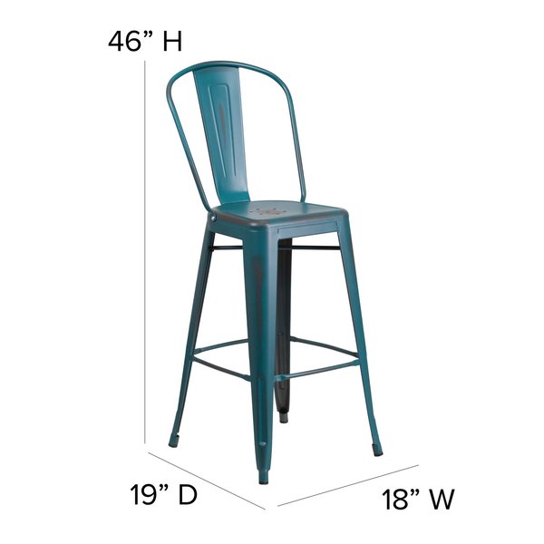 Distressed Blue-TL Metal Stool