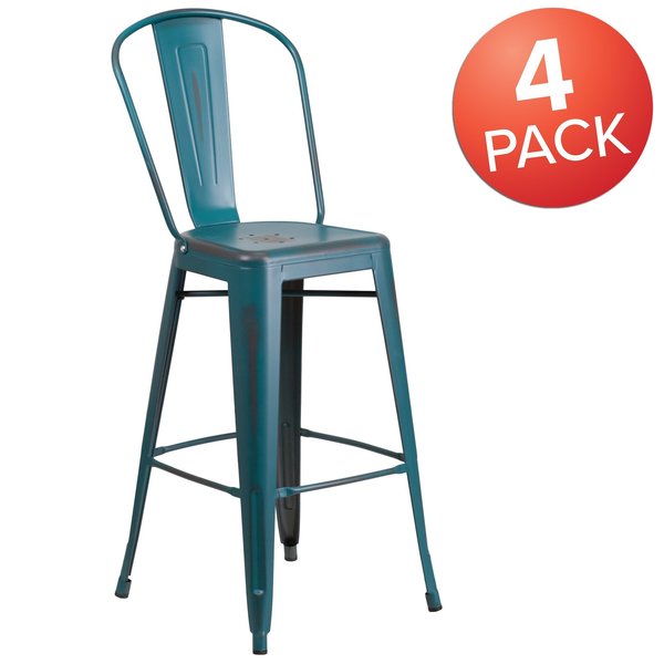 Distressed Blue-TL Metal Stool