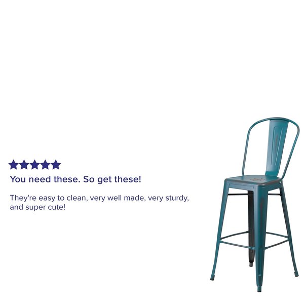 Distressed Blue-TL Metal Stool