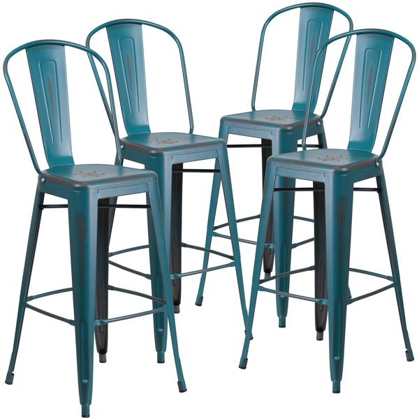 Distressed Blue-TL Metal Stool