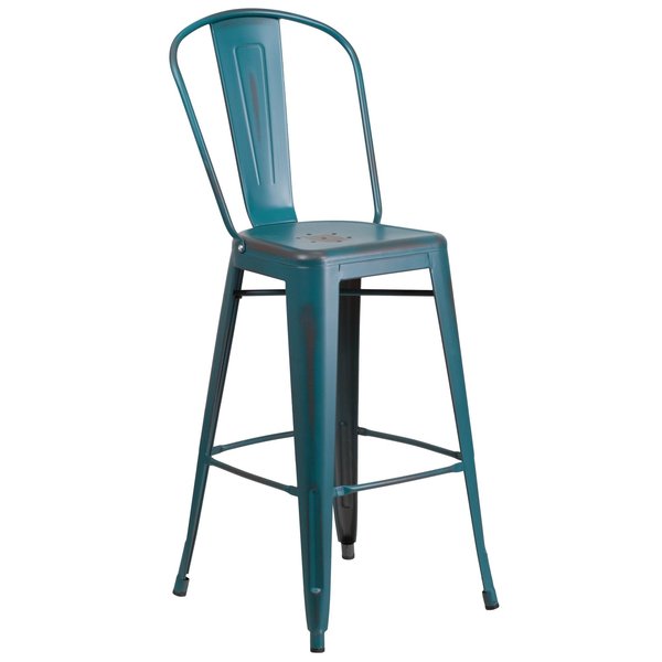 Distressed Blue-TL Metal Stool