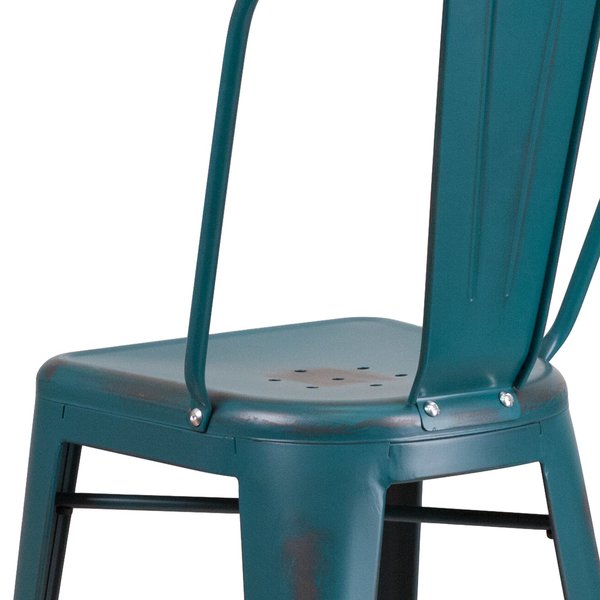 Distressed Blue-TL Metal Stool