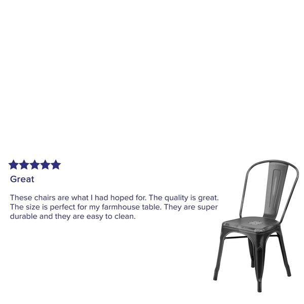 Distressed Black Metal Indoor-Outdoor Stackable Chair