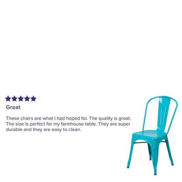 Crystal Teal-Blue Metal Indoor-Outdoor Stackable Chair