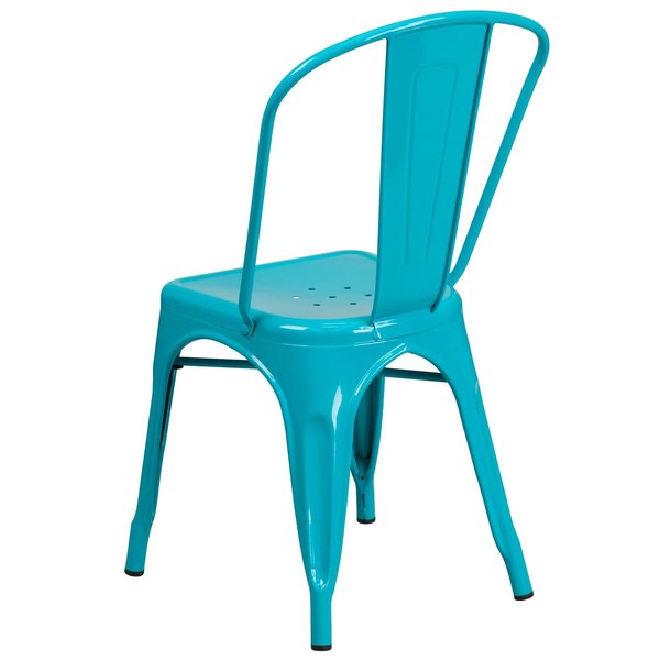 Crystal Teal-Blue Metal Indoor-Outdoor Stackable Chair