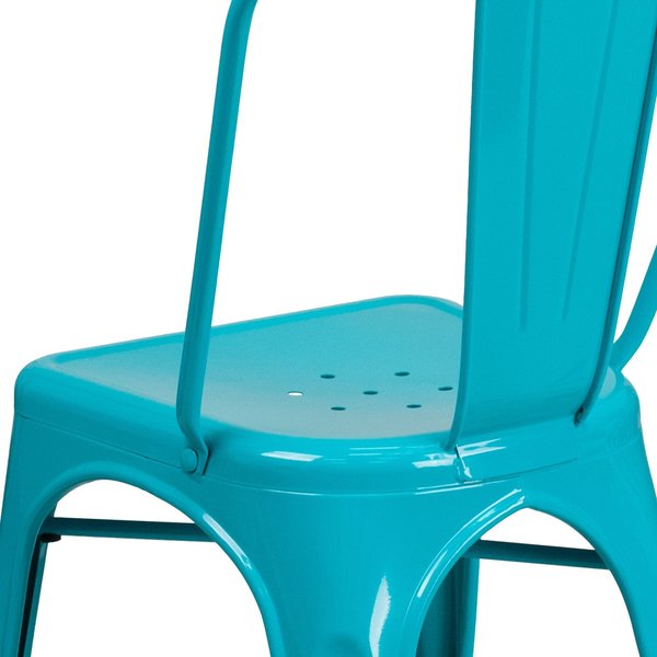 Crystal Teal-Blue Metal Indoor-Outdoor Stackable Chair
