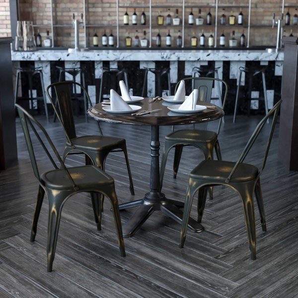 Distressed Copper Metal Indoor-Outdoor Stackable Chair