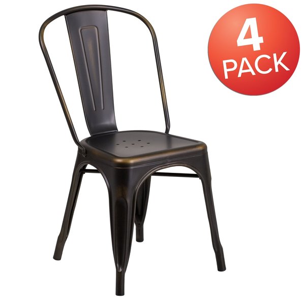Distressed Copper Metal Indoor-Outdoor Stackable Chair