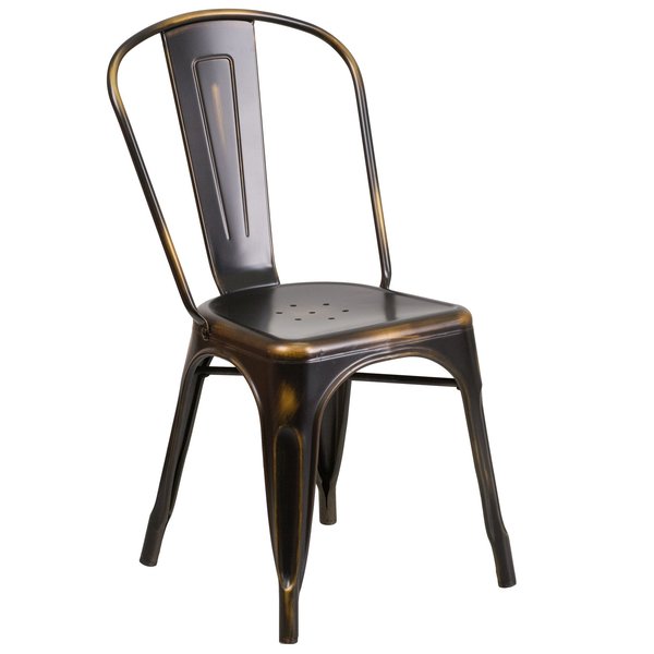 Distressed Copper Metal Indoor-Outdoor Stackable Chair