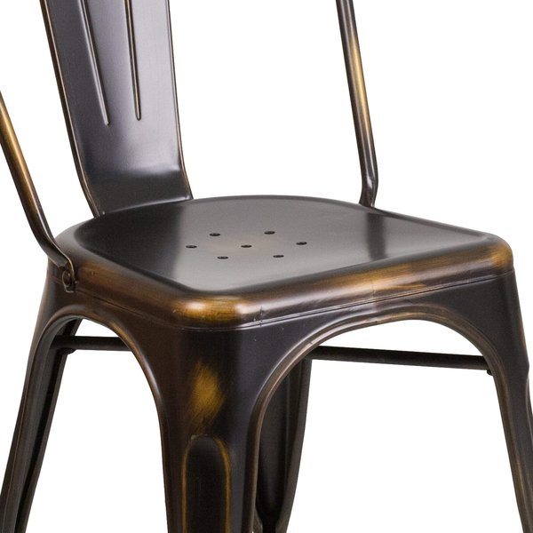 Distressed Copper Metal Indoor-Outdoor Stackable Chair