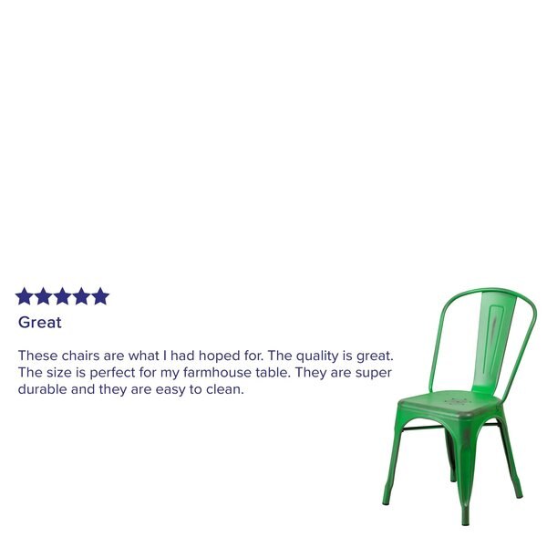Distressed Green Metal Indoor-Outdoor Stackable Chair