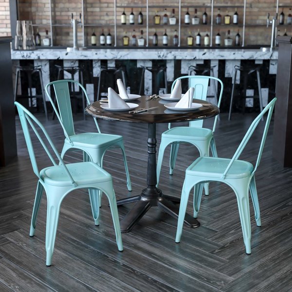 Mint Green Metal Indoor-Outdoor Stackable Chair