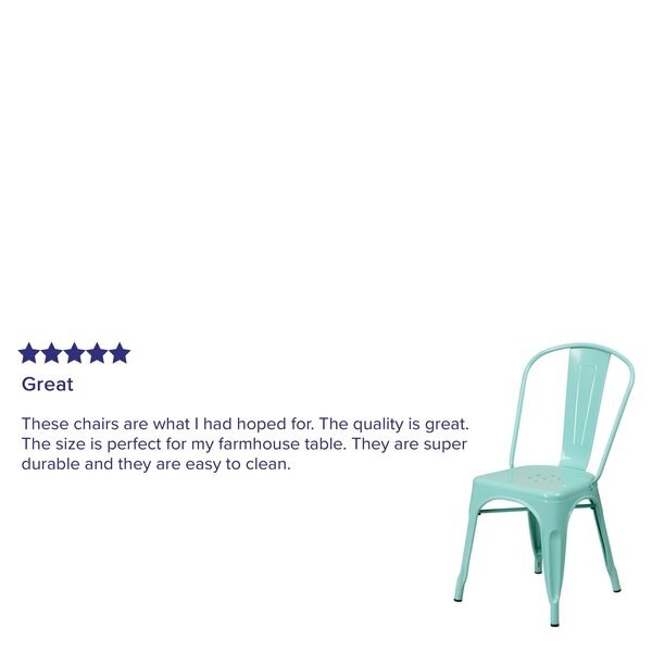 Mint Green Metal Indoor-Outdoor Stackable Chair