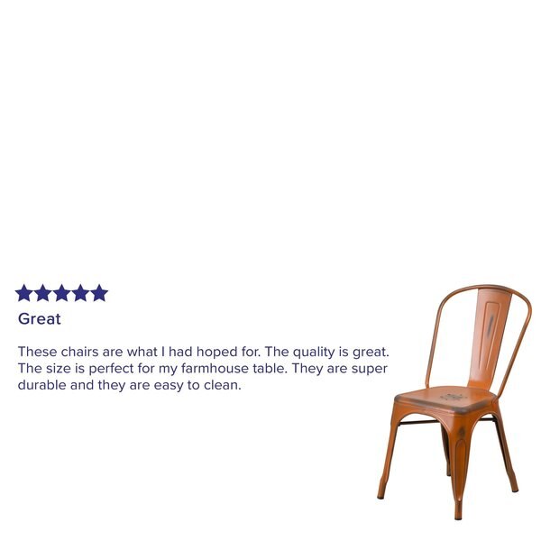 Distressed Orange Metal Indoor-Outdoor Stackable Chair