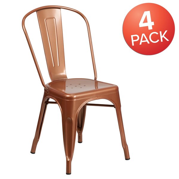 Copper Metal Indoor-Outdoor Stackable Chair