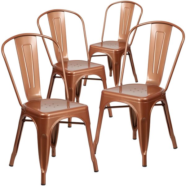 Copper Metal Indoor-Outdoor Stackable Chair